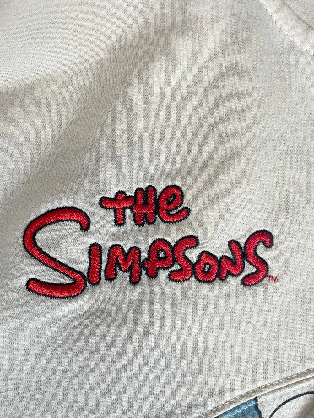 The Simpsons Characters Wave Panel Men’s Hoodie Cream Beige Sweatshirt Size L